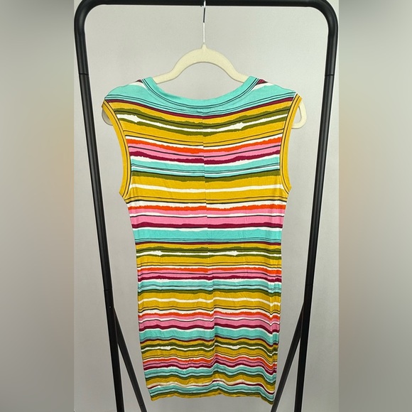 Trina Turk Stripe Bodycon Mini Dress Multicolor Sleeveless Stretch Size S USA - Picture 3 of 5